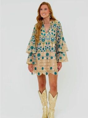 BuddyLove Gayle Long Sleeve Mini Dress - Wannabe
XL / Green / Florals